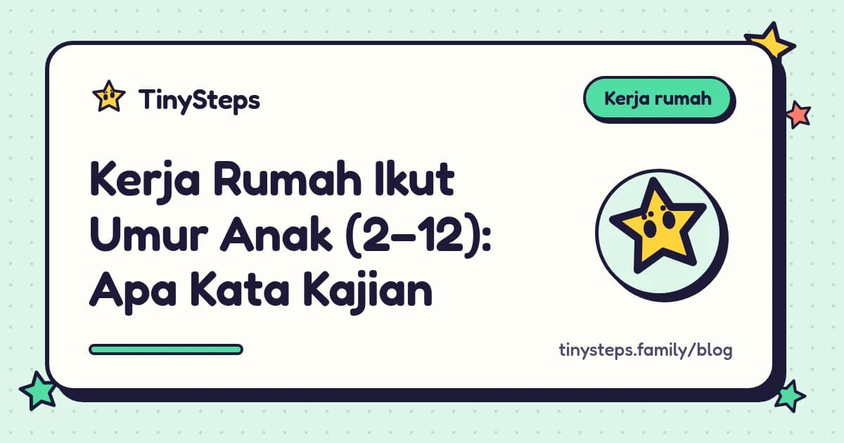 Seorang anak dan ibu bapa melipat kain bersama di sebelah carta tugasan keluarga
