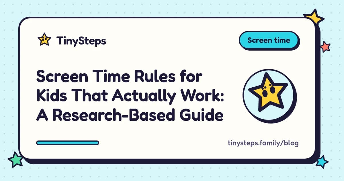 Illustrated TinySteps cover: screen time rules for kids that actually work